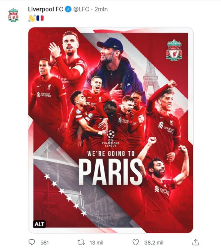 Liverpool se coloca como el primer finalista de la Champions League