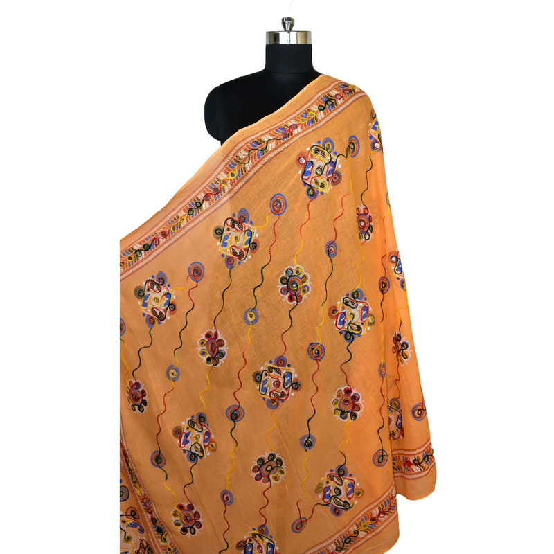 Women's Cotton Dupatta Wrap Stole Mirror Work Embroidery Ethinic Scarves Chunni - Picture 81 of 103