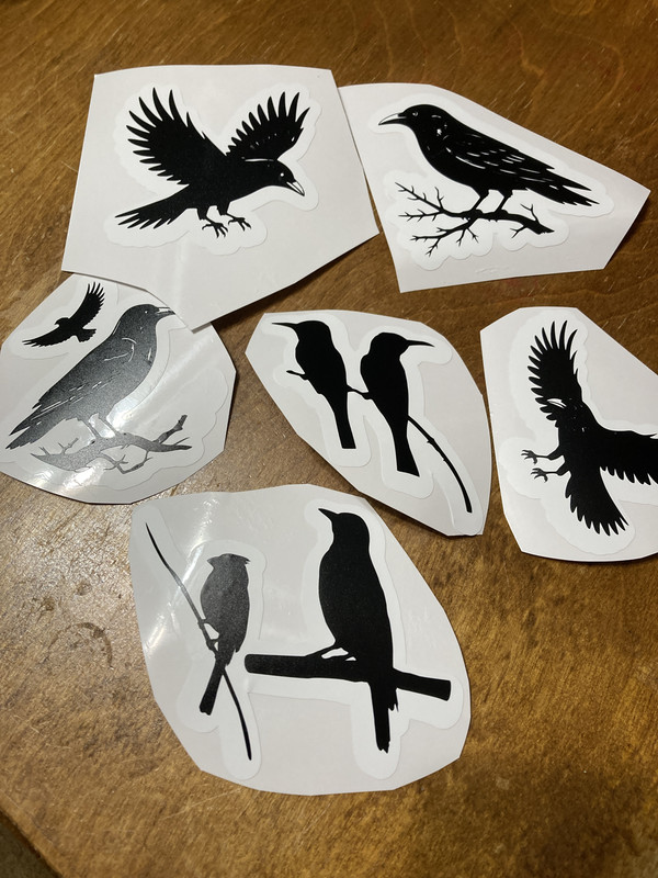 handcrafted bird silhouette window clings