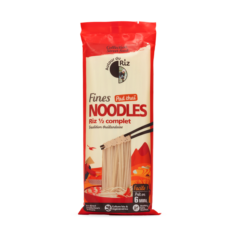 Noodles fines de riz � complet � pour Pad Tha&iuml;, Autour du Riz, 170g
