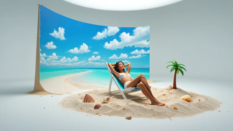 Фотосъемка циклорама как будто на пляже