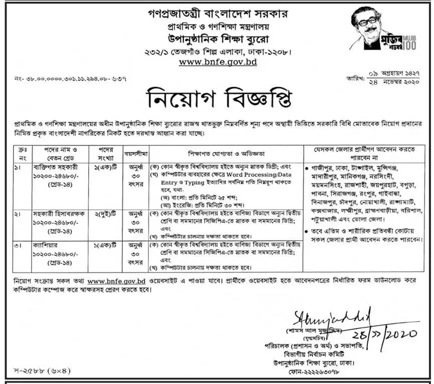 bnfe job circular