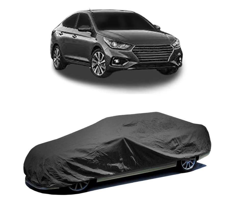 Husa tip prelata auto pentru HYUNDAI ACCENT V Saloon (HC) 2018,culoare negru, material textil impermeabil, rezistanta la intemperii praf UV, CARPASSION Husa Protectie