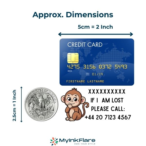 Temporary Tattoo Size Comparison