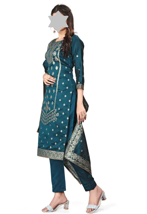 Designer Art Silk Unstitched Suit Material Beautiful Party wear Woven banarasi suit material For Women Kurta Set With Dupatta for Ladies Color 5 (R119)