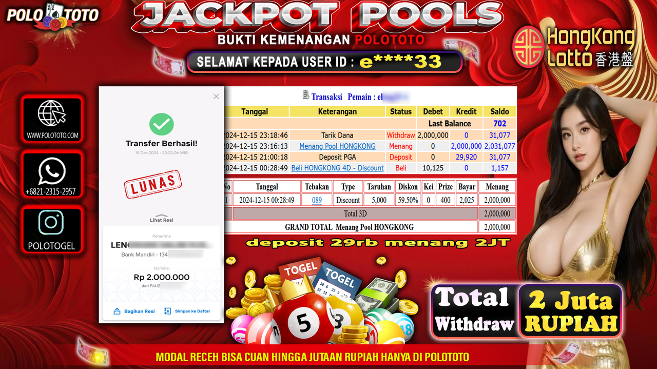 POLOTOTO JACKPOT TOGEL PASARAN HONGKONG Rp.2,000.000,-