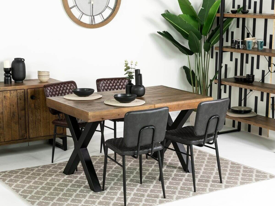 Buy Mobili Fiver, Emma 140 Extendable Table, Rustic Oak with Black Crossed  Legs, Made In Italy Online at desertcartINDIA