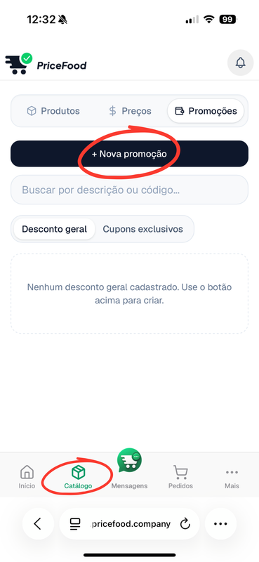Acessar a aba Promoções
