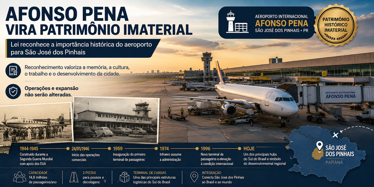 Aeroporto Afonso Pena é reconhecido como patrimônio imaterial de São José dos Pinhais