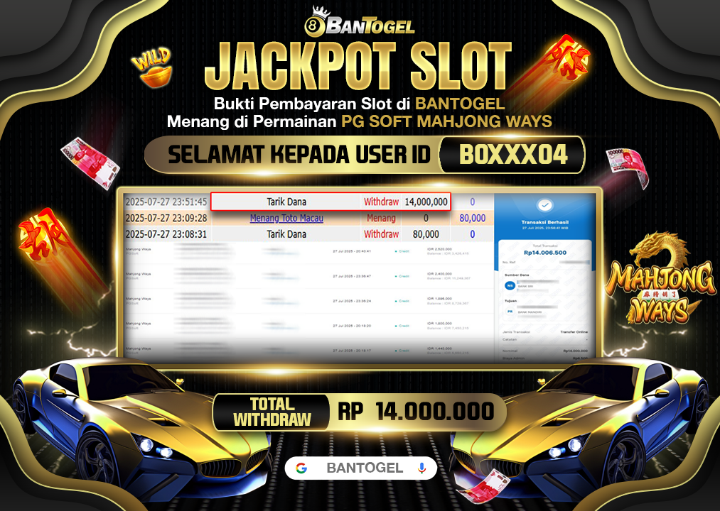 BUKTI JACKPOT LUNAS BANTOGEL