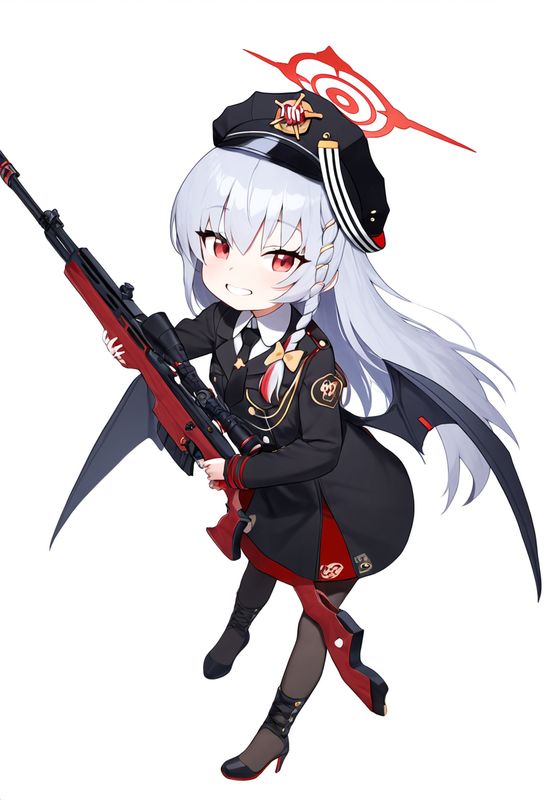 1 girl, healthyman, haruna (blue archive), aged down, {little child}, smile, red s-2440278531