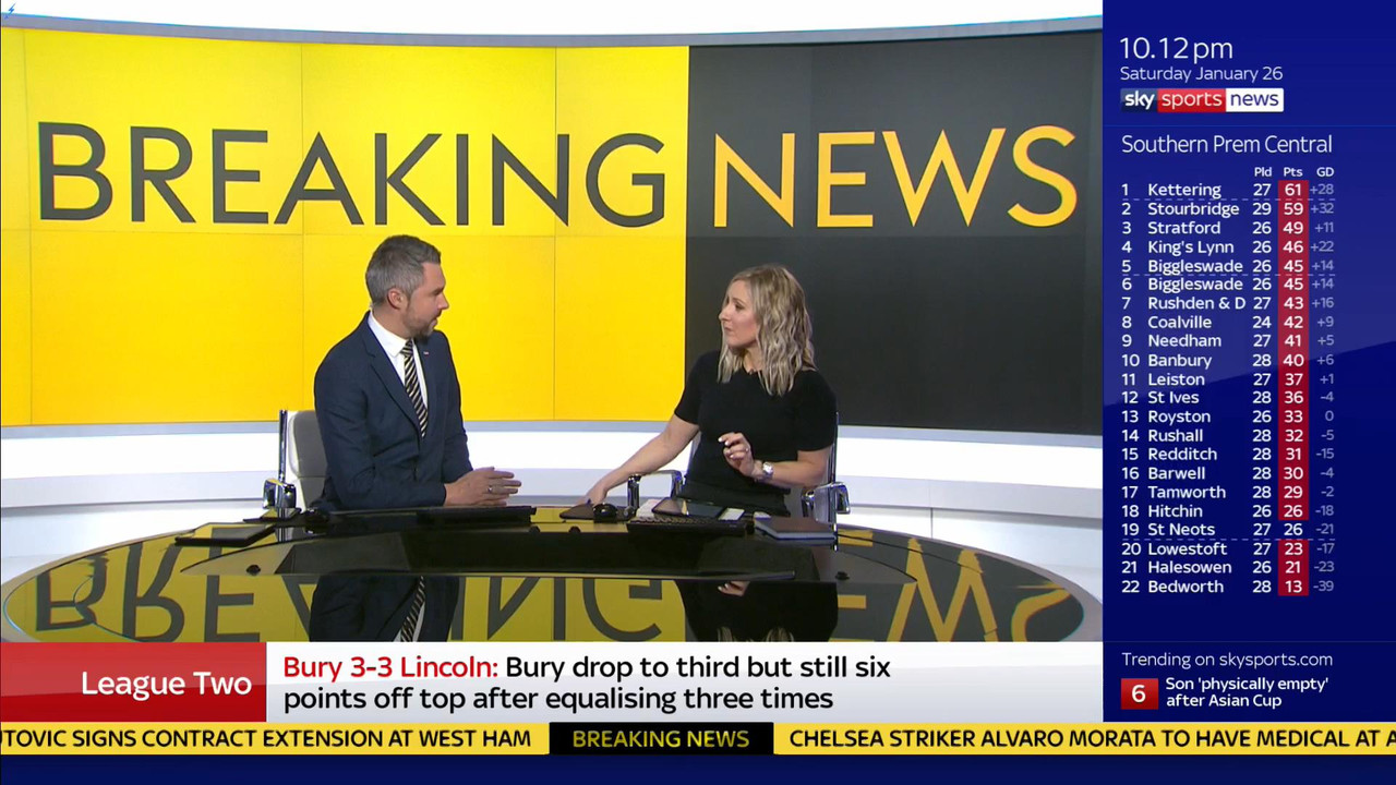 26 January - 22.00.00 - Sky Sports News At Ten. Round up of all 
