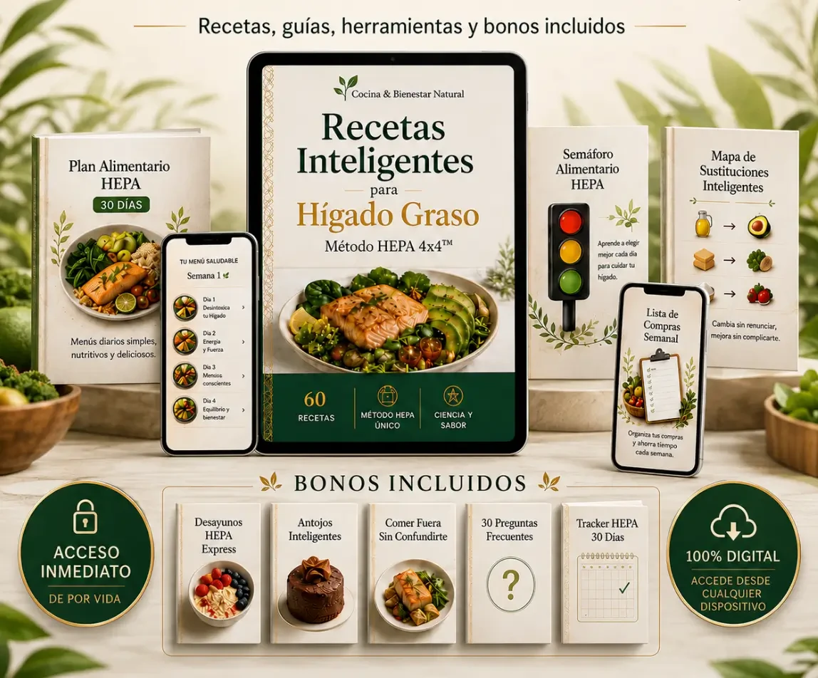 Todo lo incluido en el Método HEPA 4x4™: producto principal, guías y bonos