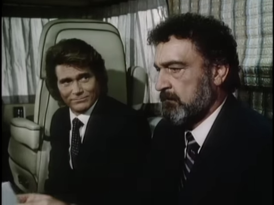 Actors Michael Landon, Victor French in Highway To Heaven