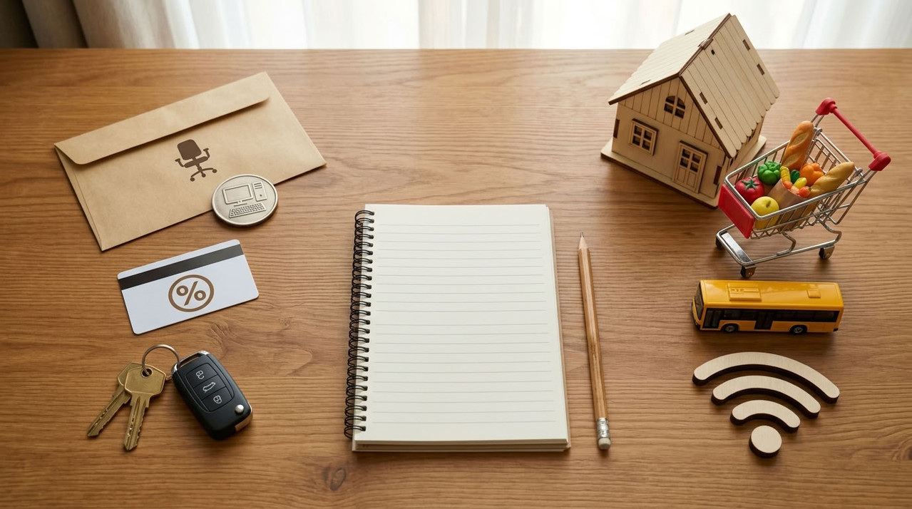 человек собирает доходы и обязательные траты на столе чтобы составить семейный бюджет