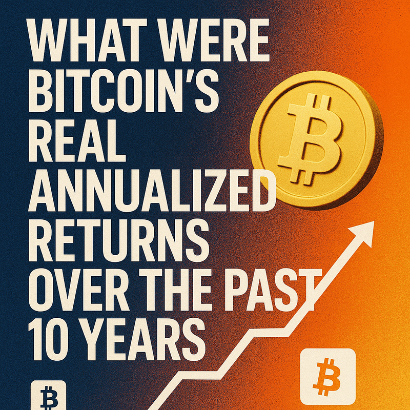What were Bitcoin's real annualized returns over the past 10 years