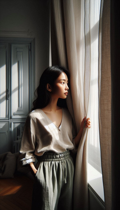 Asian woman in shadow