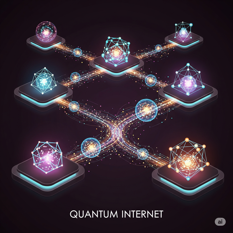 Conceptual image of quantum internet nodes and connections.