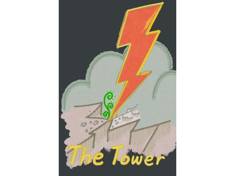 The Tower 타로카드 손그림 · 무너지는 탑과 불길한 징조 · 내가 그린 손그림
