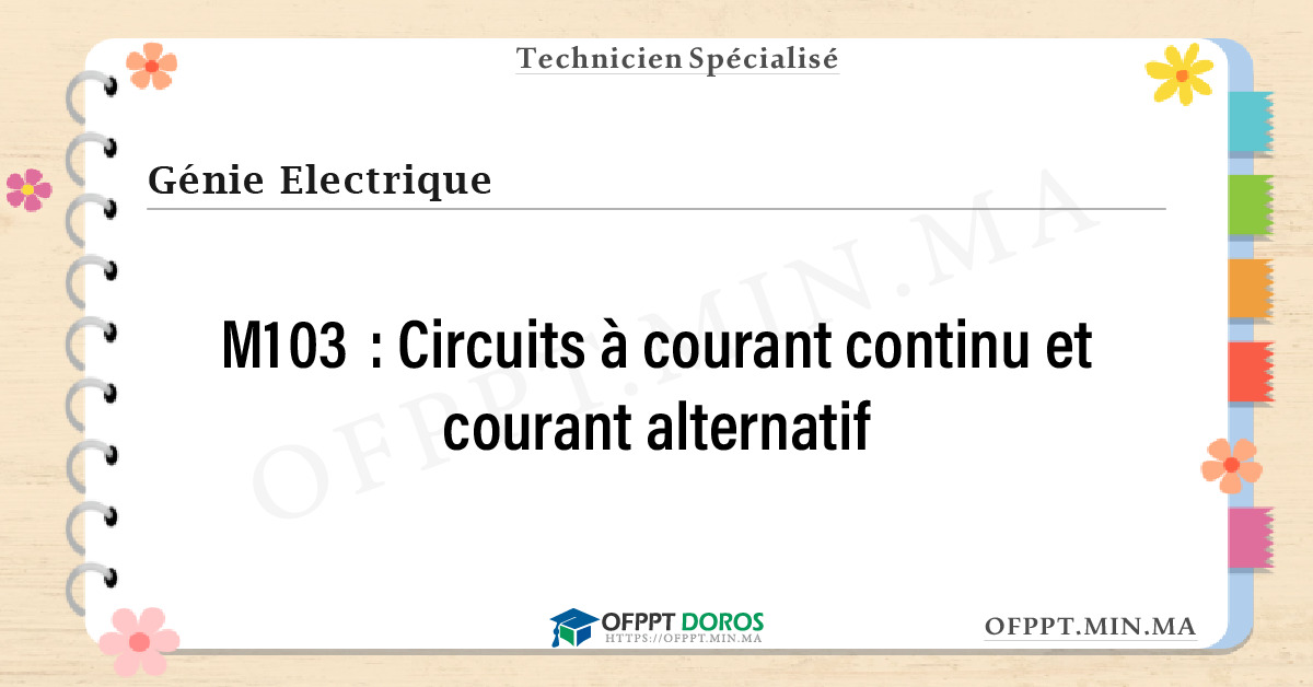 Sommaire détaillé du cours Circuits à courant continu et courant alternatif M103 OFPPT - Structure du module