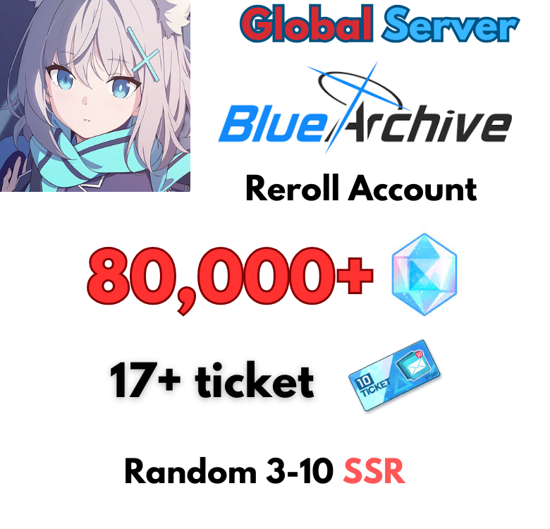 [Global] 80000+ Gems | Blue Archive  Global Starter Account 