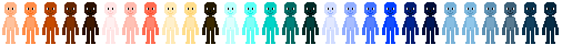 crutches, small, mostly blue skin tones