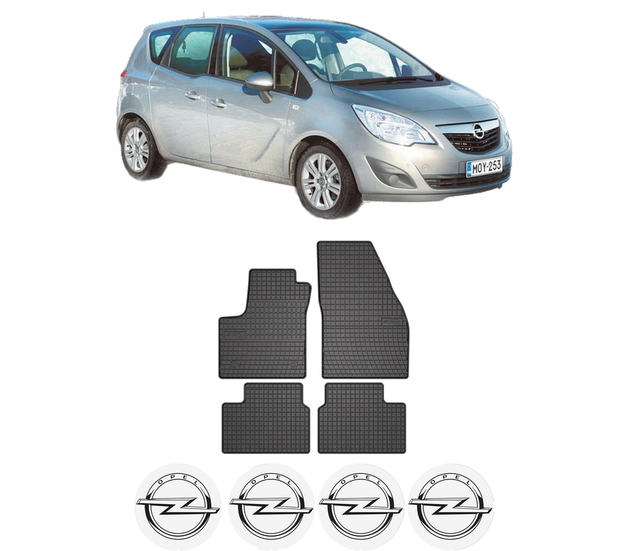 Set covorase presuri OPEL MERIVA B MPV (S10) din 2010-2017, auto, din cauciuc thermoplastic, 4 Stickere auto cu OPEL