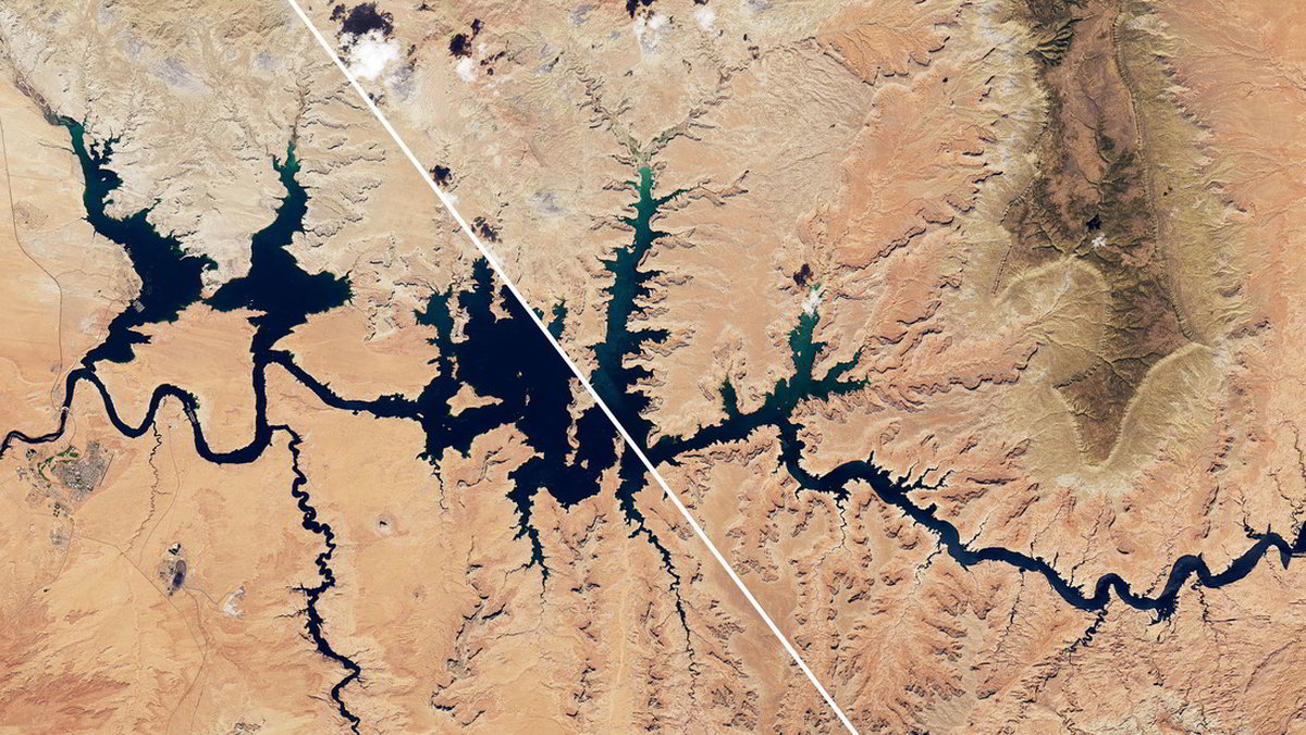 Incredibili immagini NASA: lago Powell ai livelli più bassi d’acqua, al 26% della sua capacità