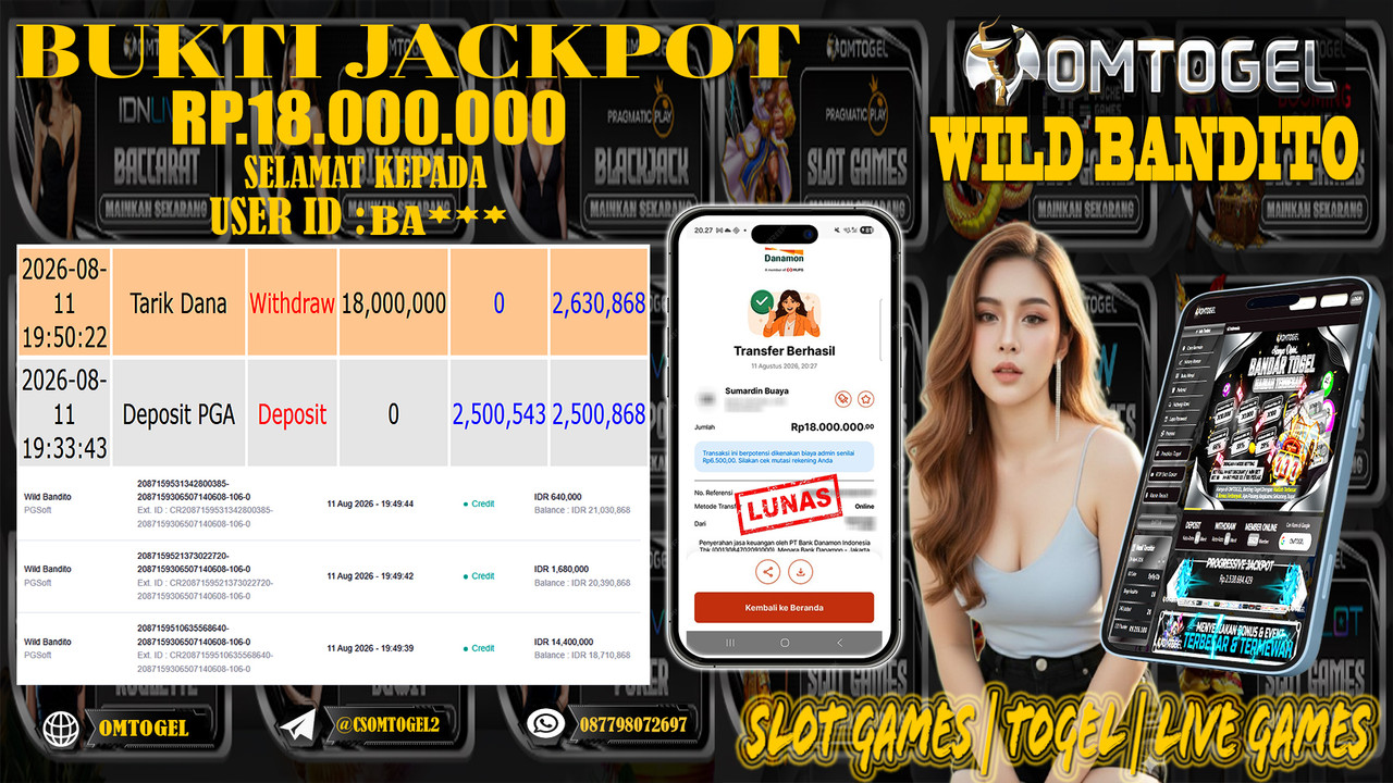 OMTOGEL JACKPOT PG SOFT WILD BANDITO  Rp,18,000,000,- DIBAYAR LUNAS