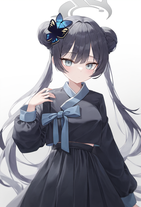 depth of field, 1girl, [kisaki(blue archive)], alternate costume,{{{{black hanbo s-2838044304