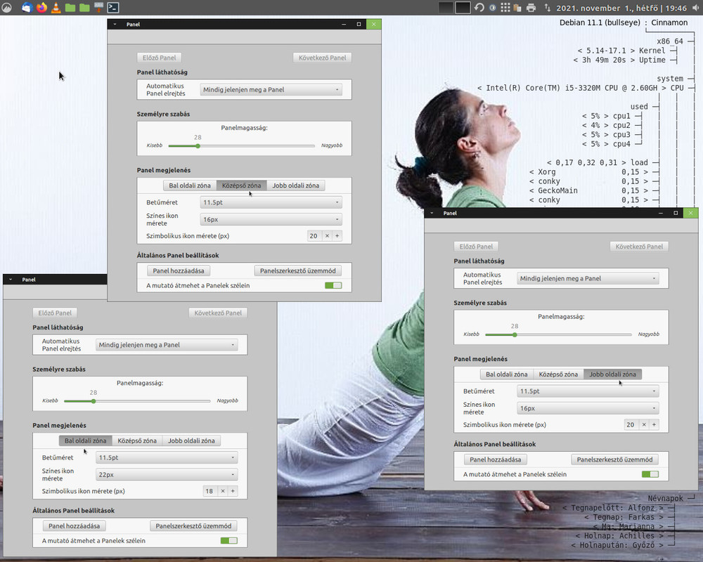 Cinnamon - Panel beállítások