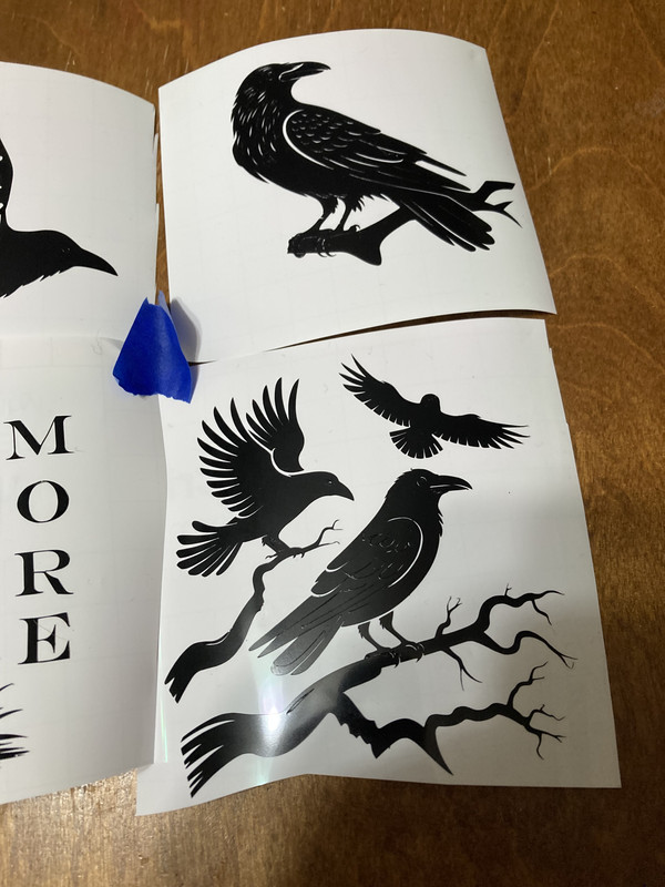 handcrafted raven decal set