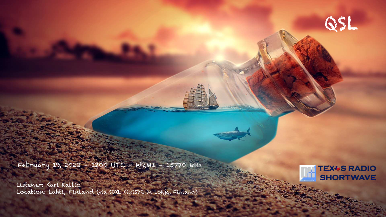 TRSW - Ship In A Bottle #11 (15770 kHz) QSL_WRMI - Kallio