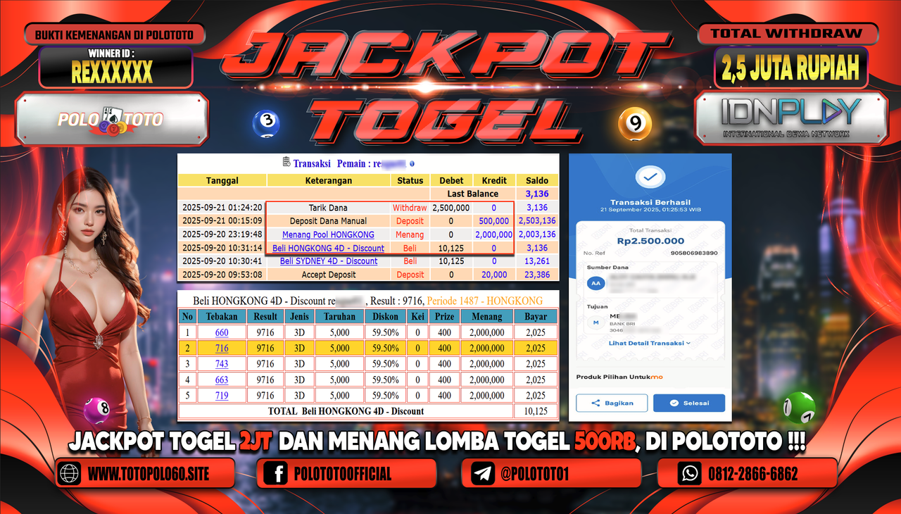 POLOTOTO JACKPOT TOGEL HONGKONG LOTTO Rp.2.500.000,-