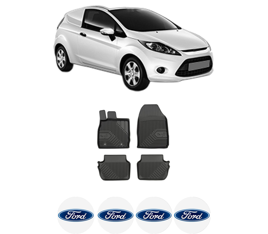 Set covorase presuri FORD FIESTA VI Van din 2008-2017, auto, din cauciuc thermoplastic, 4 Stickere auto cu FORD