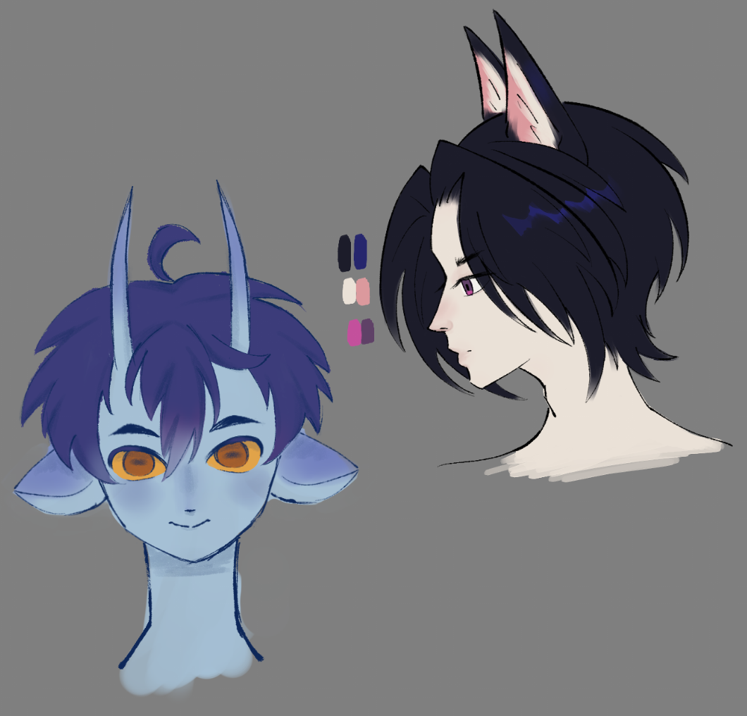 two messy colored headshots