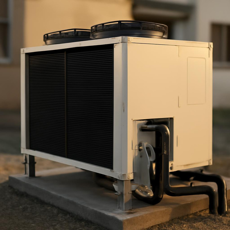 Установка чиллера с воздушным охлаждением на объекте