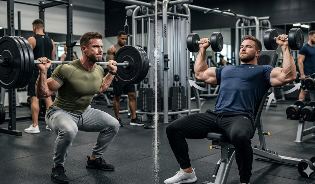 Comparison of strength training vs hypertrophy training showing muscle size vs strength training differences