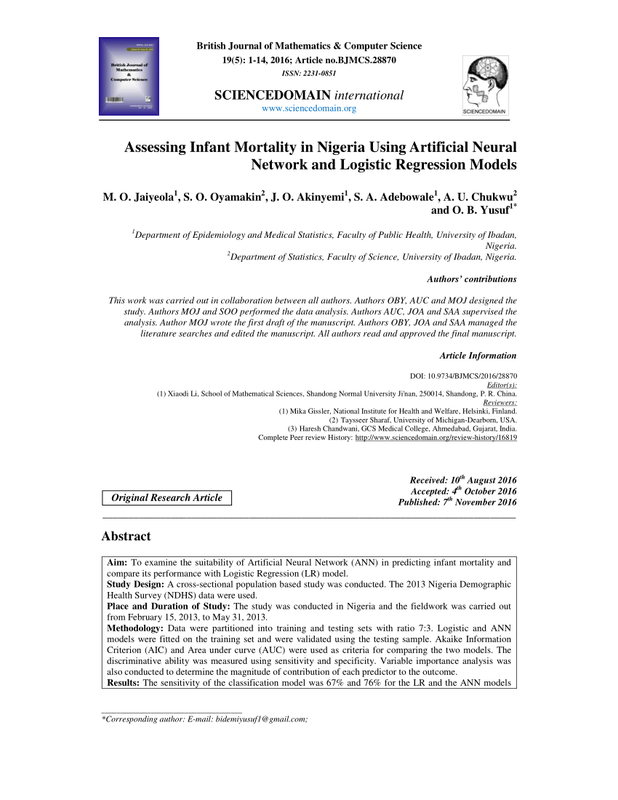 Comparison between logistic regression and neural networks to predict death in patients with suspect 