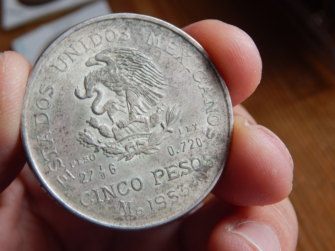 México 5 pesos Hidalgo 1953 ( Pátina ) DSCN3375