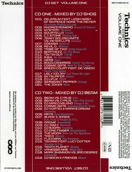 24/03/2023 - DJ Shog & DJ Beam – Technics DJ Set Volume One (2 x CD, Compilation, Mixed)(Warner Special Marketing – 8573-88150-2)  2001 R-191711-1206638813