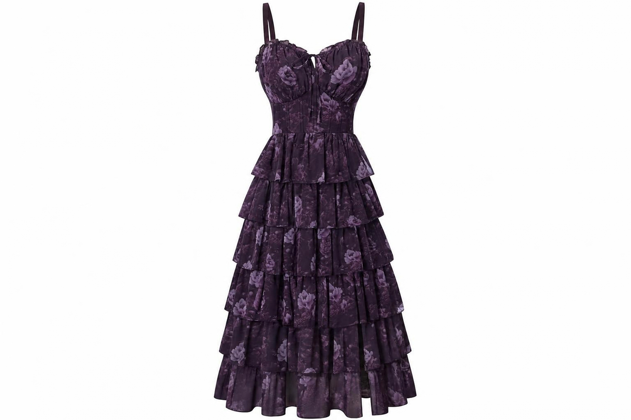 Scarlet Darkness Women's Floral Corset Formal Wedding Guest Maxi Dress