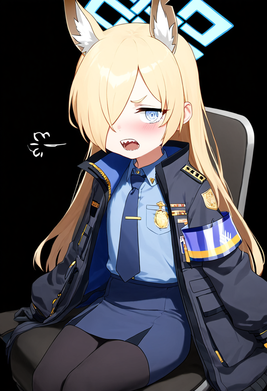 1 girl, healthyman, kanna (blue archive), aged down, {little child}, black backg s-3575767859