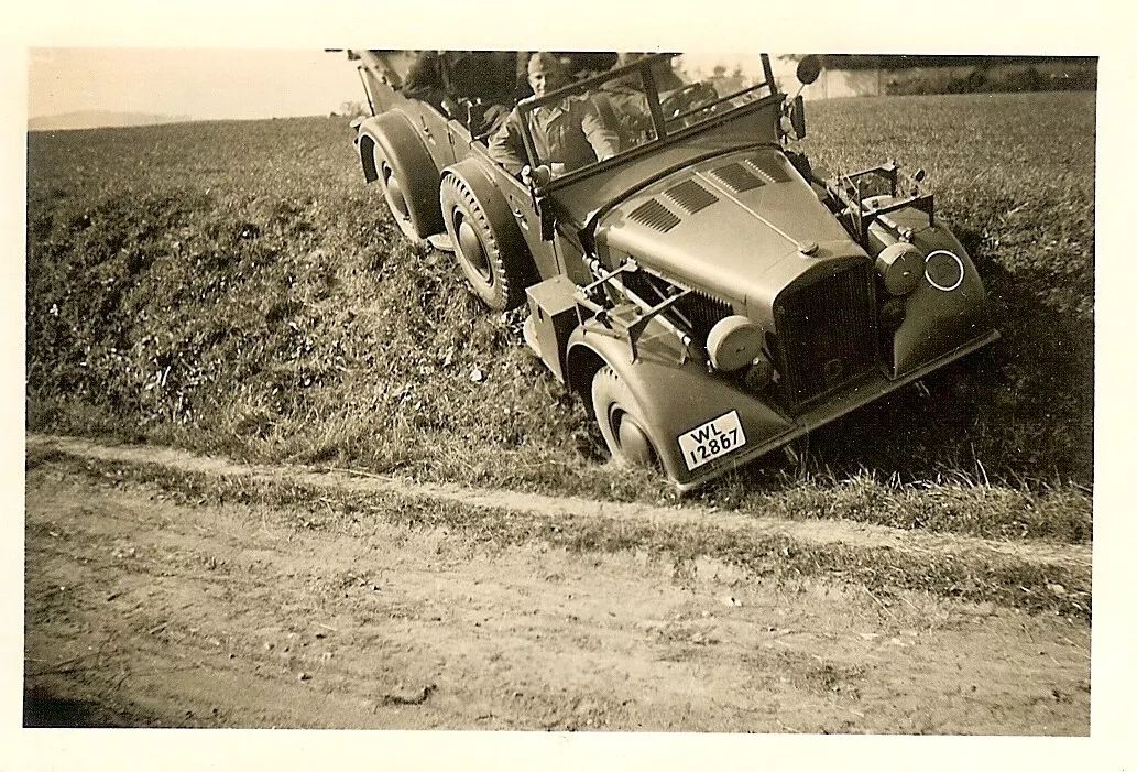 Luftwaffe Soldiers Riding in Horch 901 Pkw Car (WL-12867)  Poland!!!