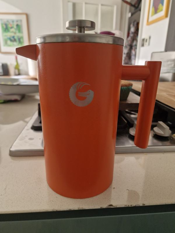 Our cafetière ready to brew fresh coffee
