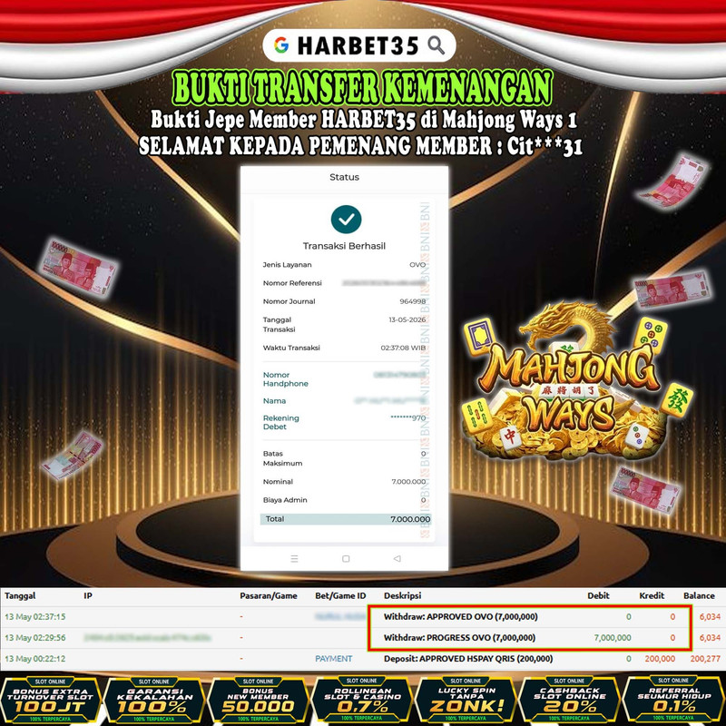 HARBET35 JEPE! Di Mahjong Ways 1 Rp 7.000.000,- LUNAS!