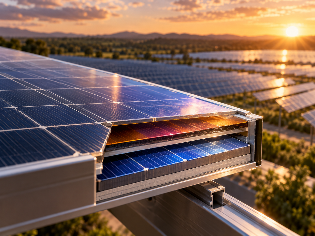 Painéis solares tandem avançam além do silício e podem gerar até 25% mais energia na mesma área
