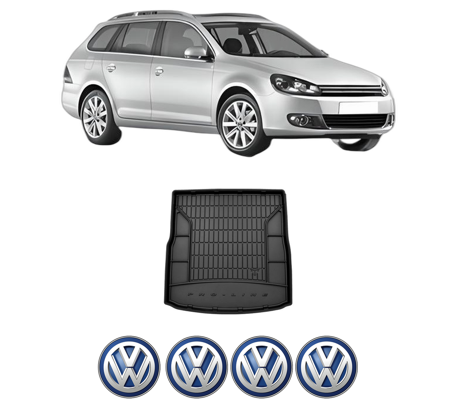 Tavita Portbagaj Volkswagen GOLF VI Variant (AJ5) din 2009-2013, Protectie Portbagaj Auto, 4x Stickere auto cu Volkswagen