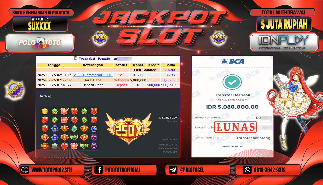 POLOTOTO JACKPOT SLOT STARLIGHT PRINCESS 1000 Rp.5.080.000,-