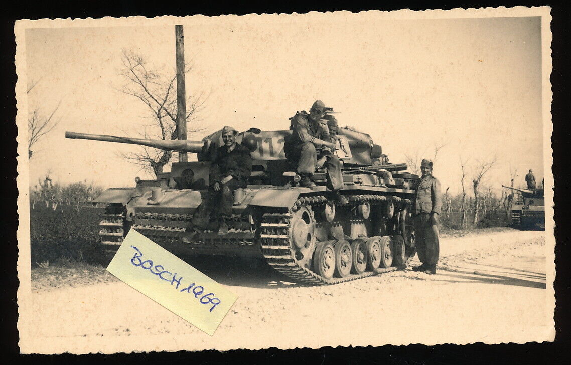 TOP! Foto AK Deutscher Panzer III 5 cm Langrohr Übung Italien bei Neapel - 1942